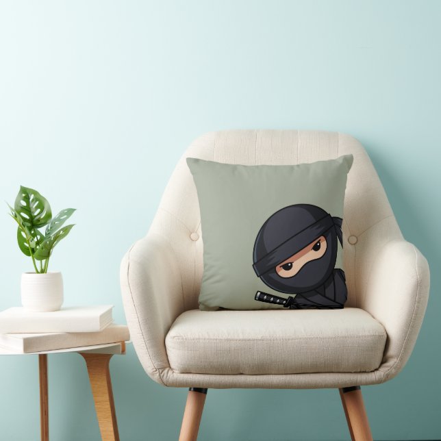 Little Ninja Warrior on Sage Green Cushion (Chair)