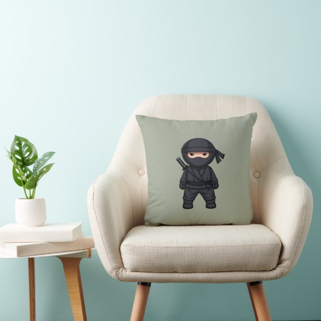 Little Ninja Warrior on Sage Green Cushion (Chair)