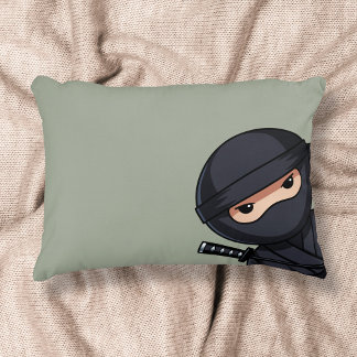 Little Ninja Warrior on Sage Green Decorative Pill Cushion