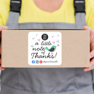 Little Note Of Thanks social media – Cute Bird Square Sticker