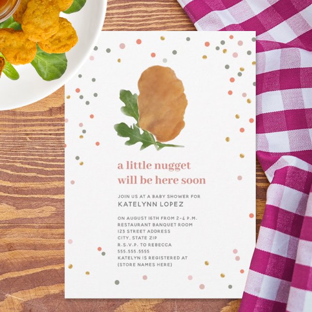 Little Nugget Chicken Nugget Girl Baby Shower Invitation (Creator Uploaded)