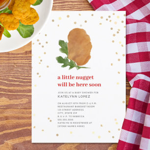 Little Nugget Red Neutral Chicken Baby Shower Invi Invitation
