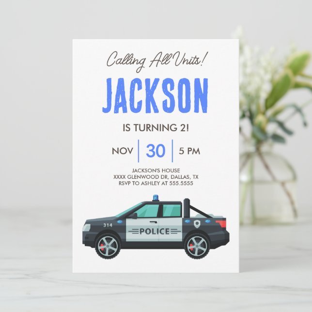 Little Officer Police Birthday | Personalized  Invitation (Standing Front)