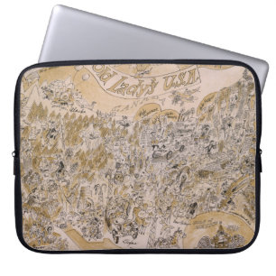 Little Old Lady's U.S.A. Map (Cartoon) Laptop Sleeve