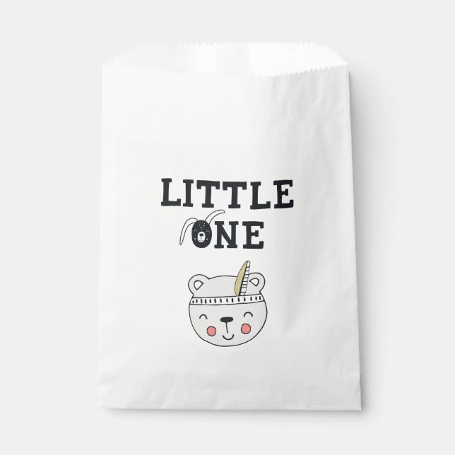 Little one | Baby Indian Picnic Bear | Favour Bags (Front)