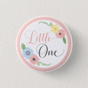 Little One Floral Baby's First Birthday Party 3 Cm Round Badge
