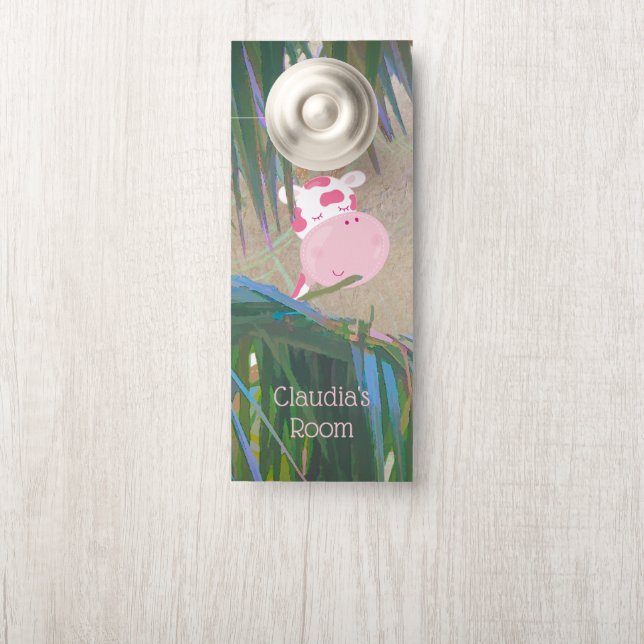 Little One Jungle Theme Custom Text Door Hanger (On Knob)