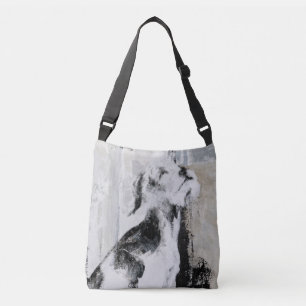 "Little One" newsprint couture dog lovers tote bag