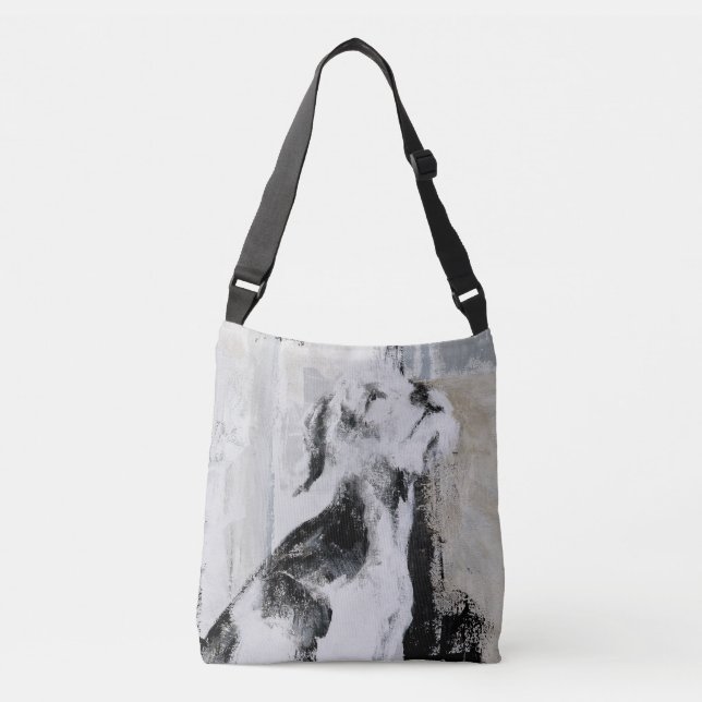 "Little One" newsprint couture dog lovers tote bag (Front)