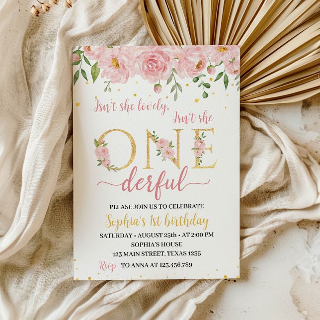Little Onederful Floral Birthday Invitation (Creator Uploaded)