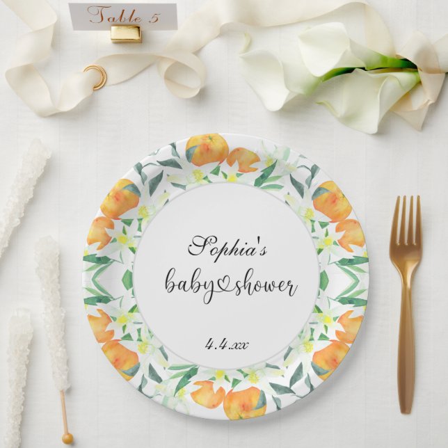 Little orange baby shower paper plate (Wedding)