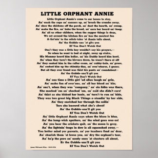 LITTLE ORPHANT ANNIE POEM POSTER