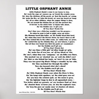 LITTLE ORPHANT ANNIE POEM POSTER