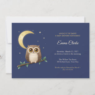 Little Owl and Moon Baby Shower Invitation