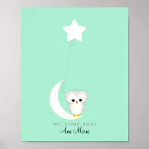 Little Owl Baby Shower Guest Book Print