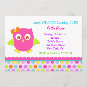 Little Owl Birthday Party Invitations