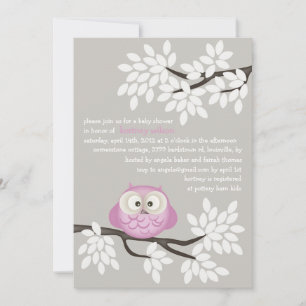 Little Owl & Branches Baby Shower Invitations