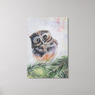 Little Owl Canvas Print Watercolor Painting