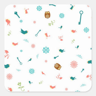 Little Owls and Birds Square Sticker