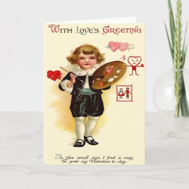 Little Painter Valentine Holiday Card (Front)
