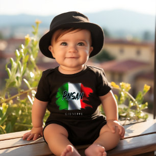 Little Paisan Funny Italian Baby Black Baby Bodysuit