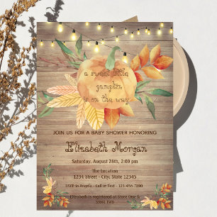 Little Pampkin,Lights,Wood  Baby Shower Invitation