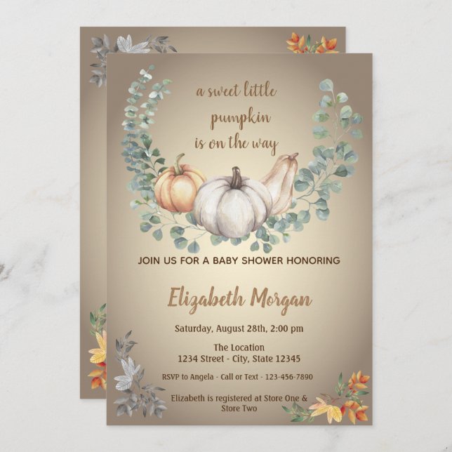 Little Pampkins,Leaves,Autumn Baby Shower Invitation (Front/Back)