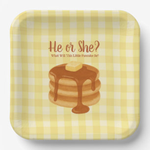 Little Pancake Brunch Theme Gender Reveal Paper Plate