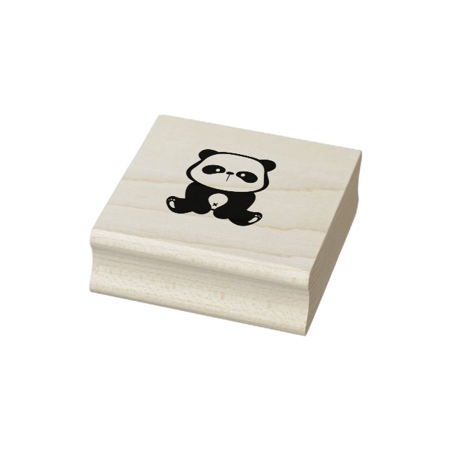 Little Panda Bear Sitting Down Rubber Stamp (Stamp)