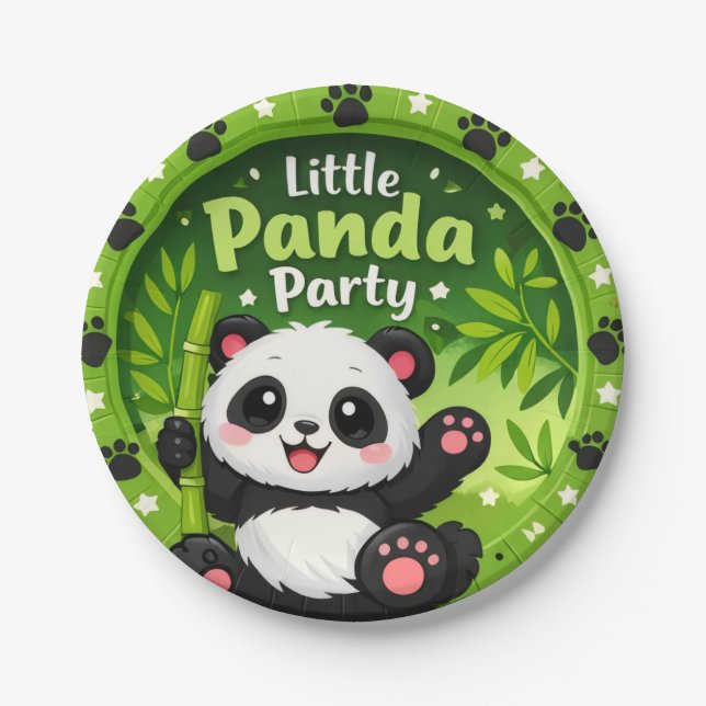 Little Panda Party Paper Plates (Front)
