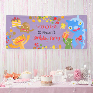 Little Party Monster and confetti Birthday Party Banner