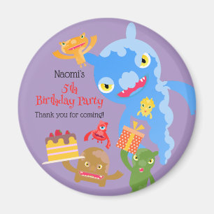 Little Party Monster and confetti Birthday Party Magnet