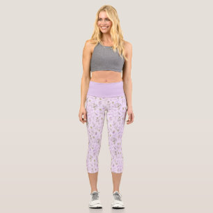 Little Pastel Purple Floral Capri Leggings