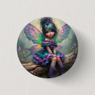 Little pastel themed fairy 3 cm round badge