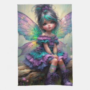 Little pastel themed fairy tea towel