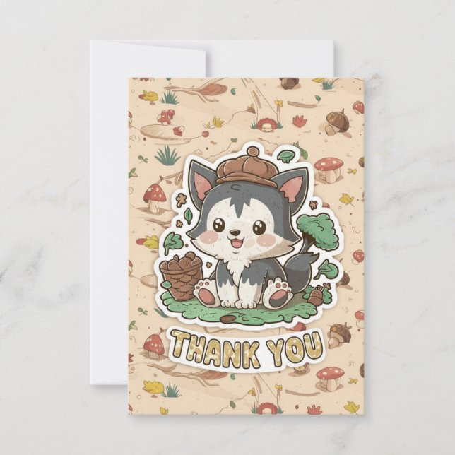 Little Pastel Wolf Thank You Card (Front)