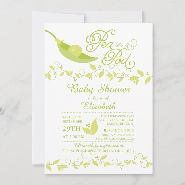 Little Pea In A Pod Baby Shower Invitation (Front)