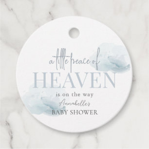 Little Peace of Heaven Blue Cloud Boy Baby Shower Favour Tags