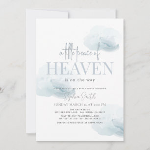 Little Peace of Heaven Boy Blue Cloud Baby Shower Invitation