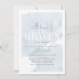 Little Peace of Heaven Boy Blue Sky Baby Shower Invitation
