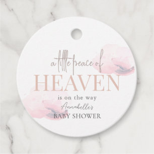 Little Peace of Heaven Pink Cloud Girl Baby Shower Favour Tags