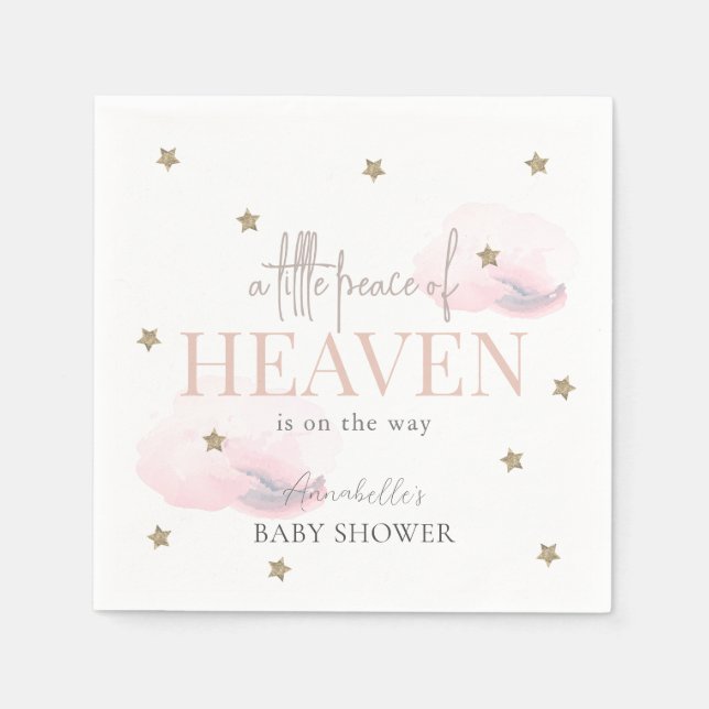 Little Peace of Heaven Pink Girl Baby Shower Napkin (Front)