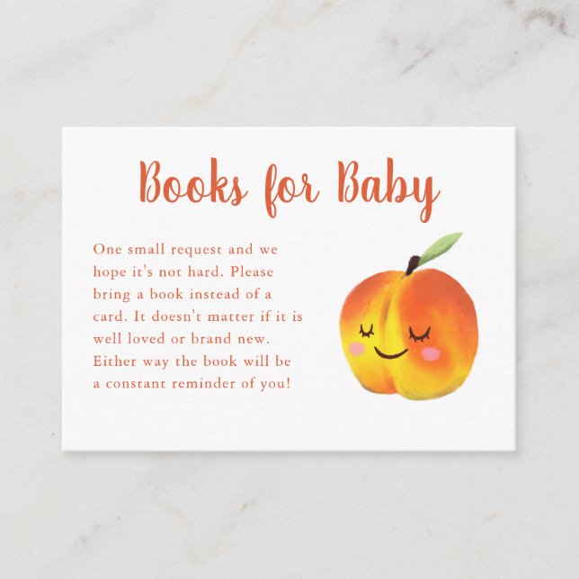 Little Peach Baby Shower Book Request Enclosure Card (Front)