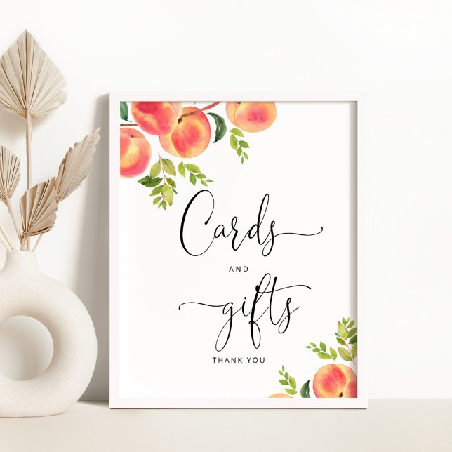 Little peach baby shower cards and gifts sign (Creator Uploaded)