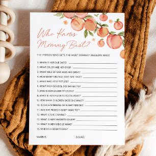 Little Peach Baby Shower Who Knows Mummy Best Card