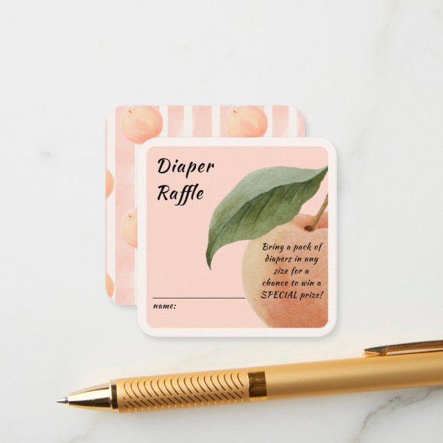 Little Peach Diaper Raffle Enclosure Card (Front/Back In Situ)