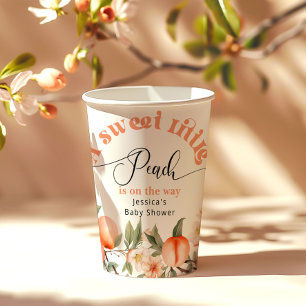 Little peach is on the way baby shower paper cups