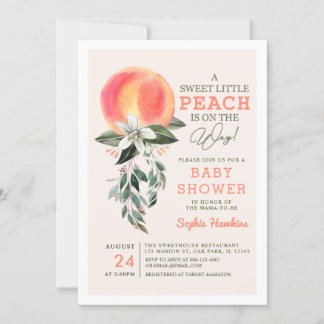 Little Peach is On the Way Peach Baby Shower Invitation