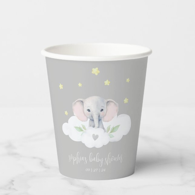 Little Peanut Baby Shower Gender Neutral Elephant Paper Cups (Front)