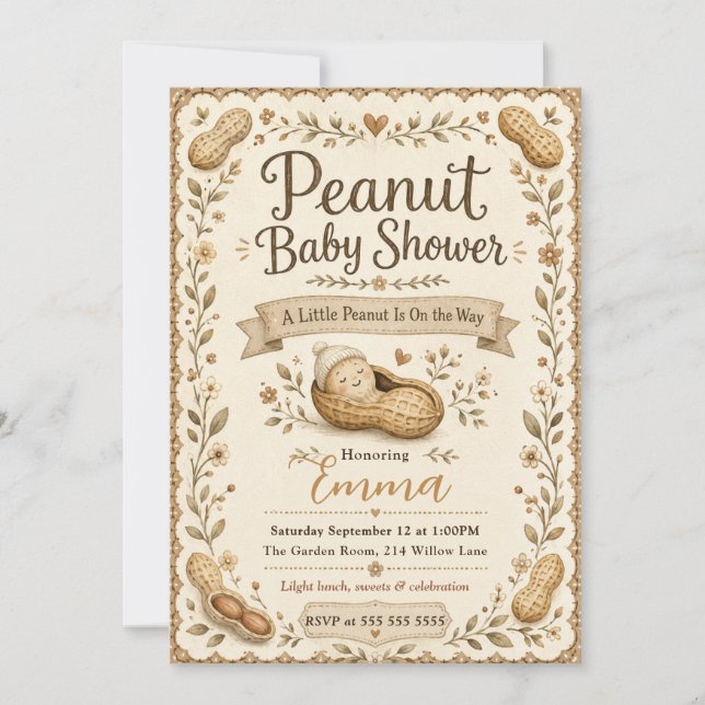 Little Peanut Baby Shower Invitation (Front)